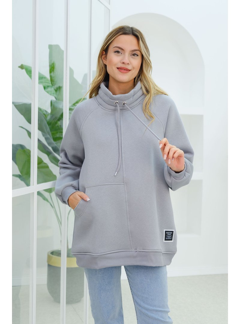 Locco Moda Gri Hakim Yaka Cep Detay Sweat