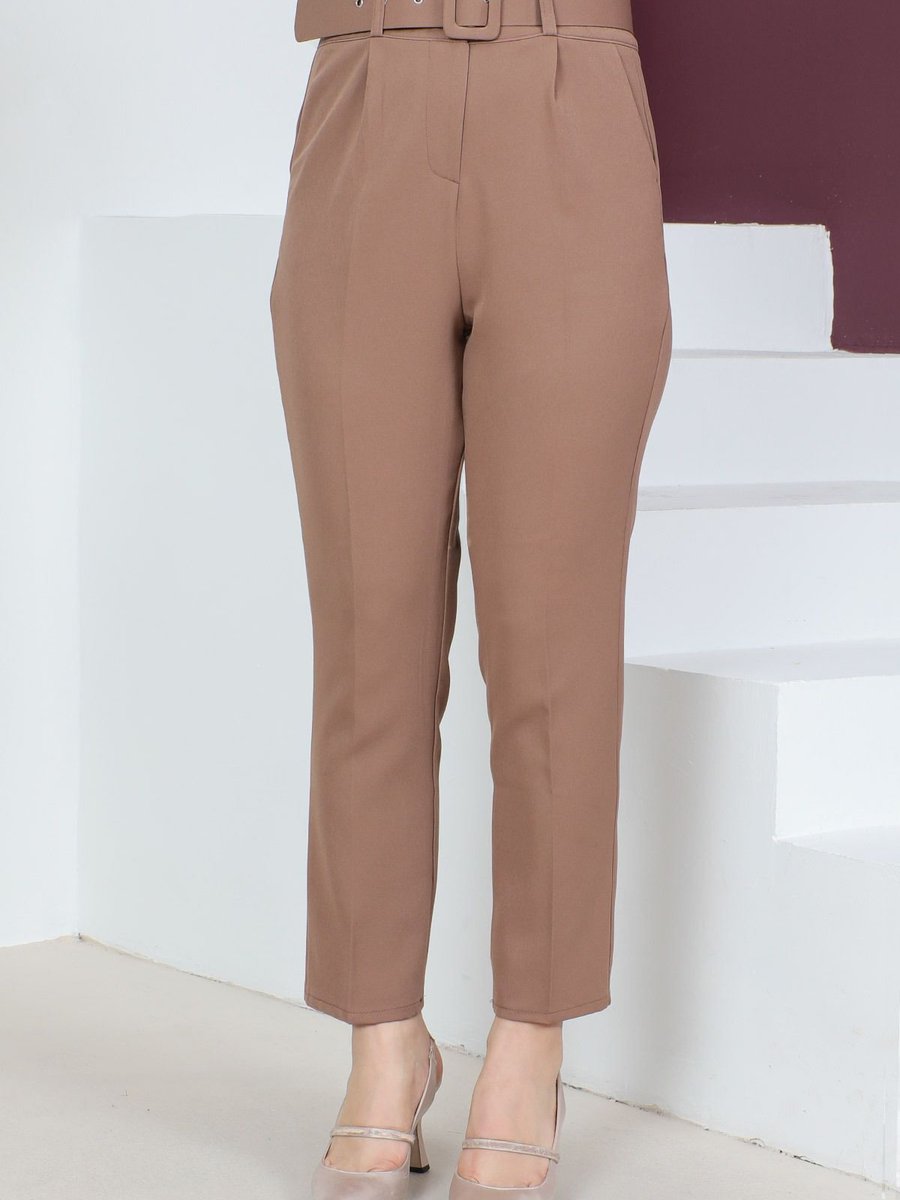 Tesettür Dünyası Kemerli Havuç Pantolon Camel