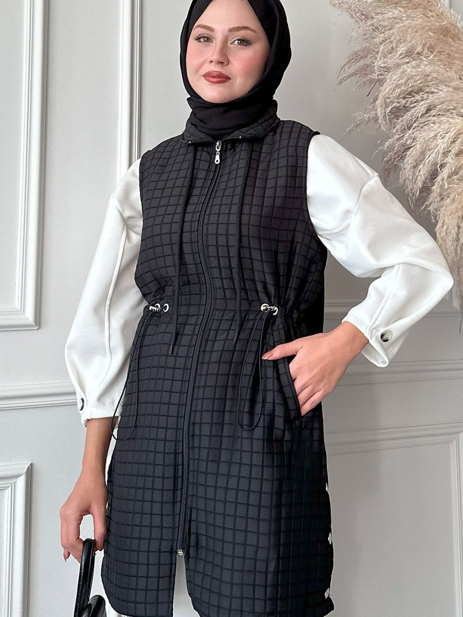 Instyle Kapitone Siyah Çıtçıtlı Yelek
