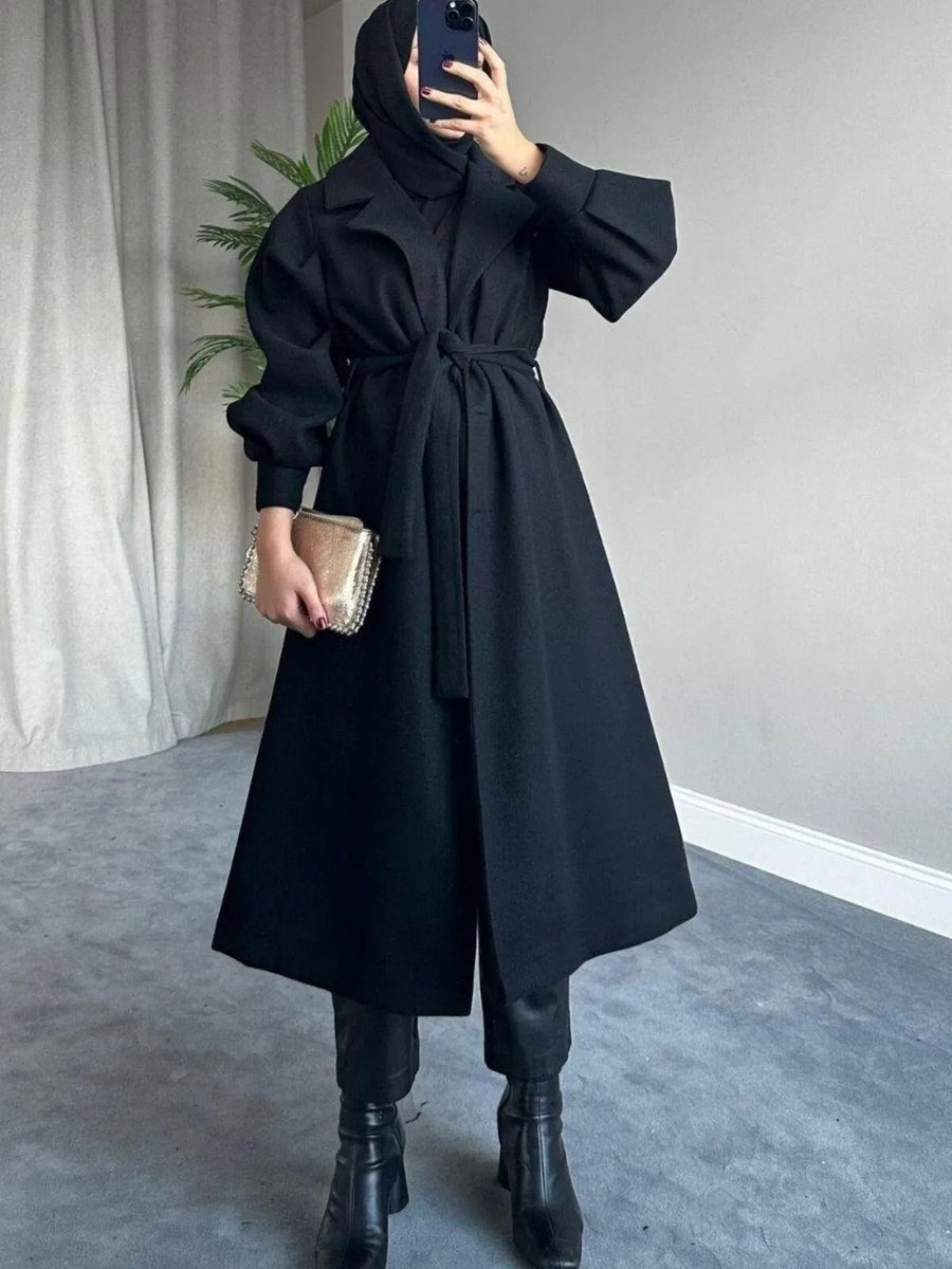 Alfudo Moda Collection Mihver Kaşe Kaban Siyah