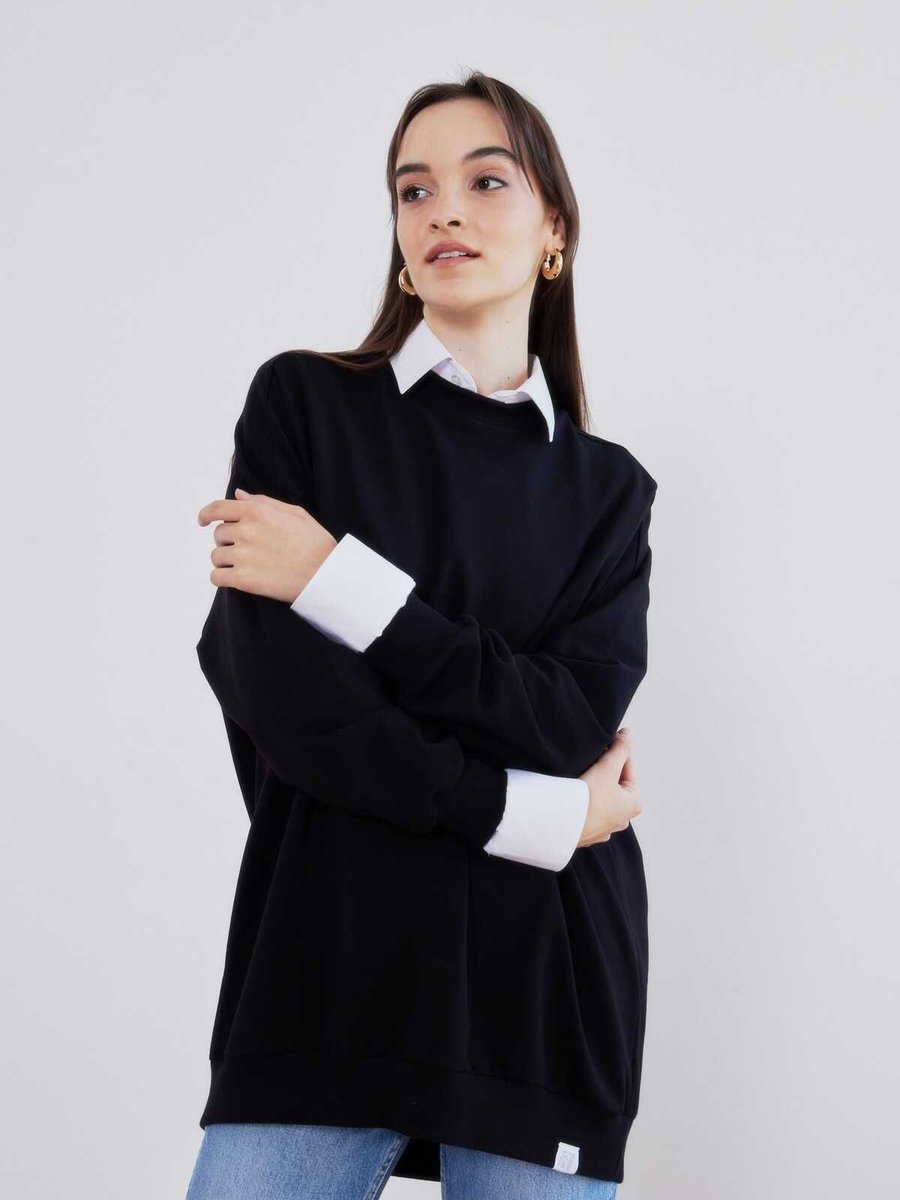 Ekrutex Oversıze Sweatshırt Siyah