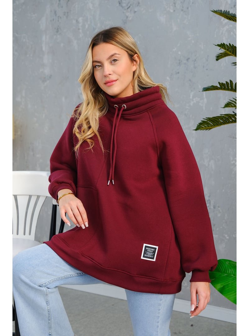 Locco Moda Bordo Hakim Yaka Cep Detay Sweat