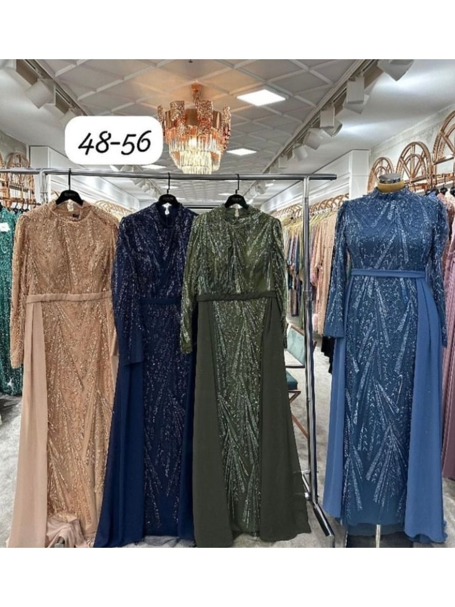 Özlem Lacivert Saten Pelerinli Abiye Elbise