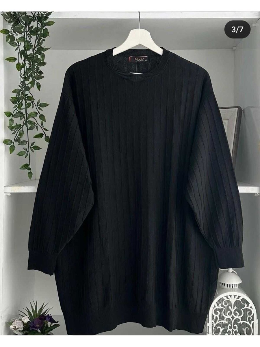 Moda Neva Ince Merserize Salaş Triko Tunik Beden Uyumlu