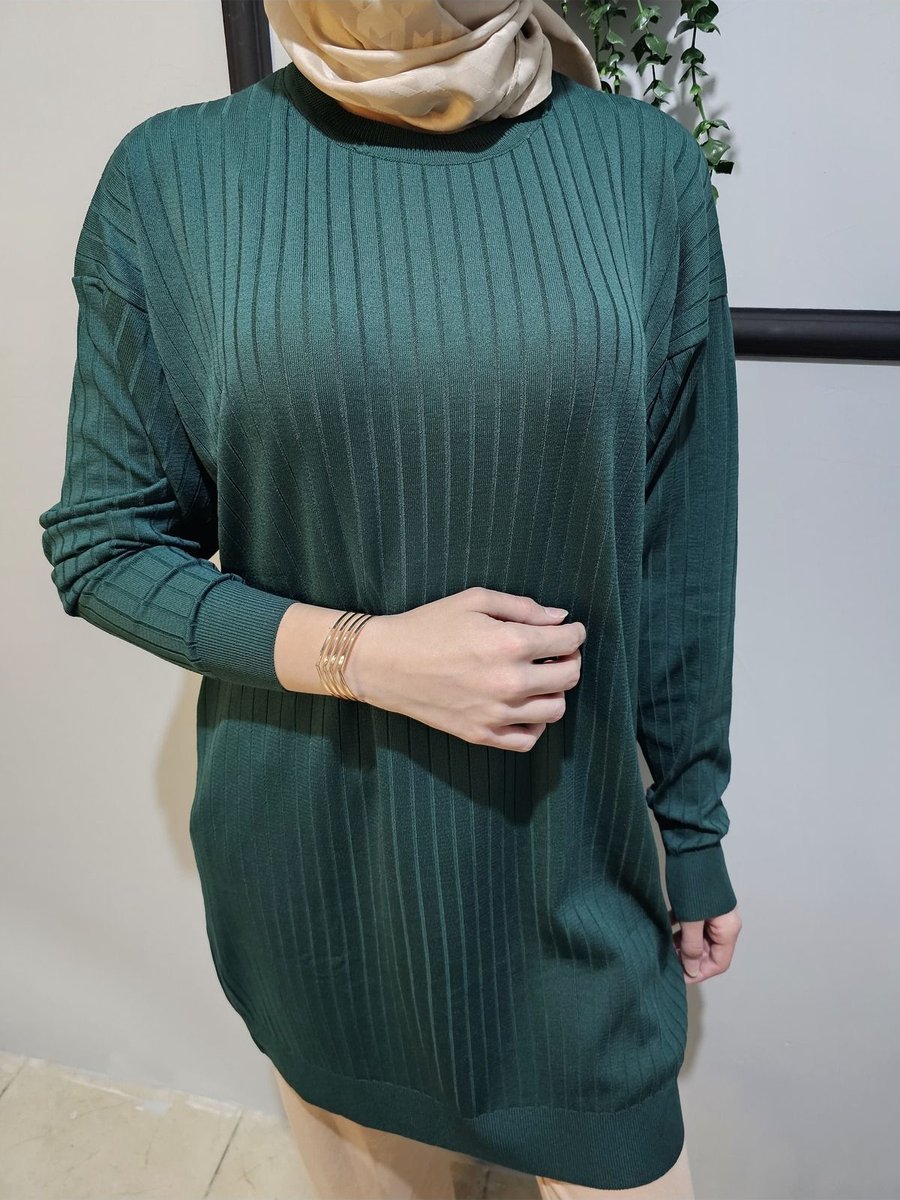Moda Neva Ince Merserize Salaş Triko Tunik Beden Uyumlu