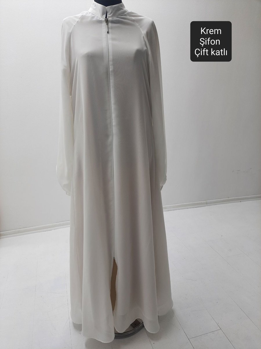 Gigitex Krem Beyaz Ekru Hac Umre Namaz Feracesi Şifon Medineipeği Viskon Regular Beden Boy 1.45 Cm