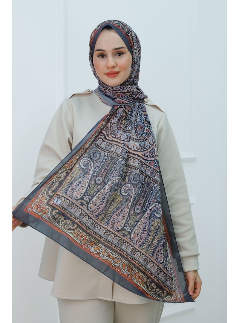 Locco Moda Antrasit Etnik Desen Şal