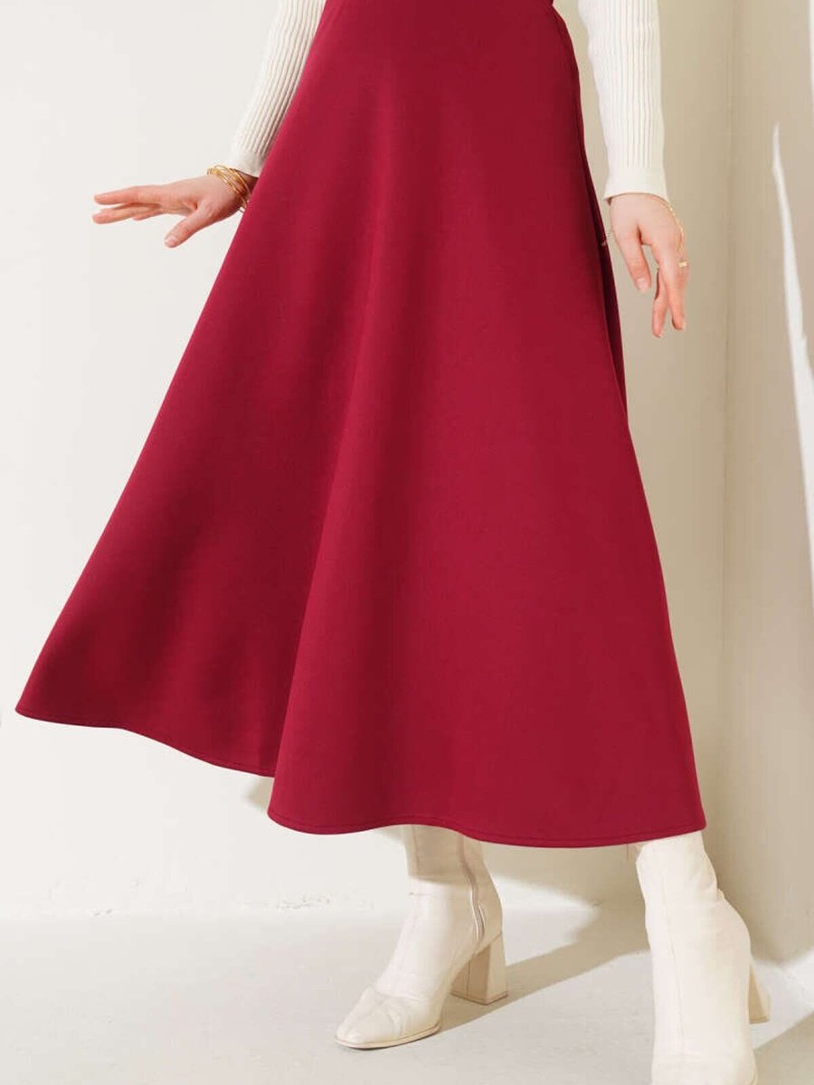 VOLT CLOTHİNG Bordo Scuba Uzun Etek