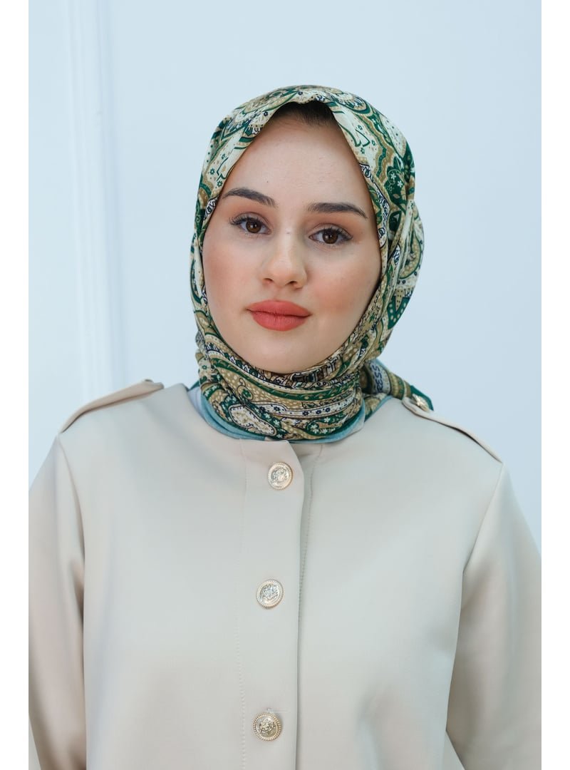 Locco Moda Etnik Desen Soft Eşarp Zümrüt Yeşil