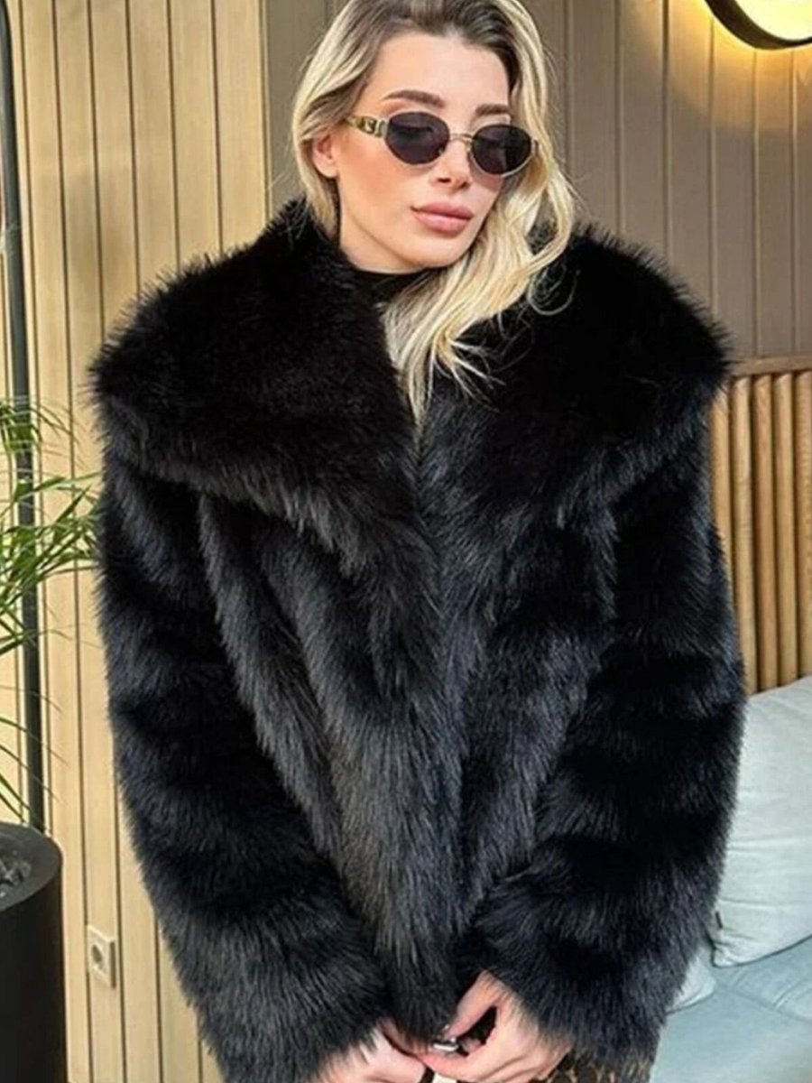 Ada Style Siyah Yumşak Premium Kürk Mont