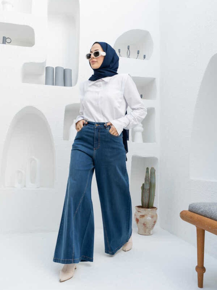 Neways Denim Pantolon Etek Koyu Mavi