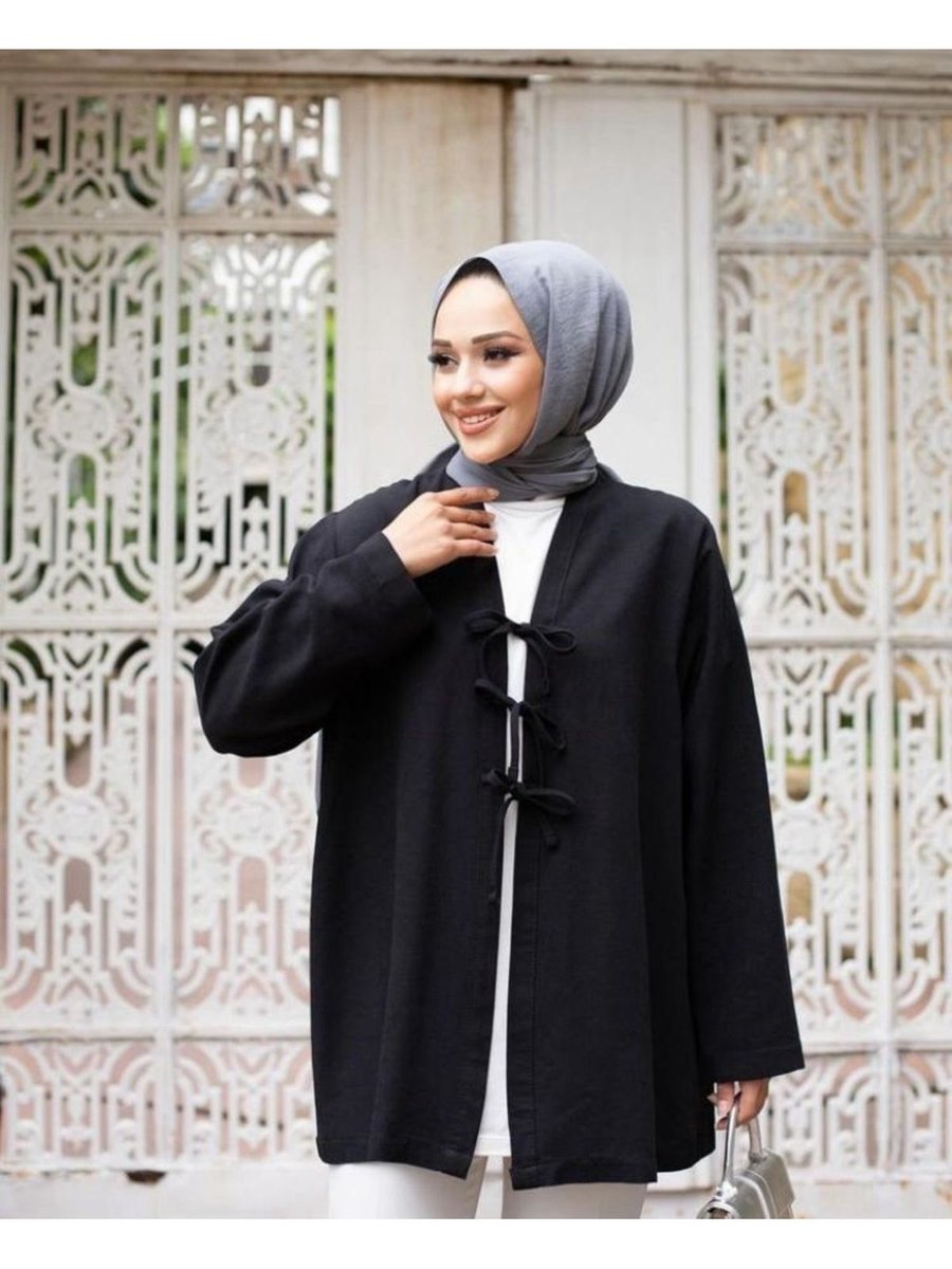 Ddfashion Bağlamalı Dik Yaka Gabardin Ceket