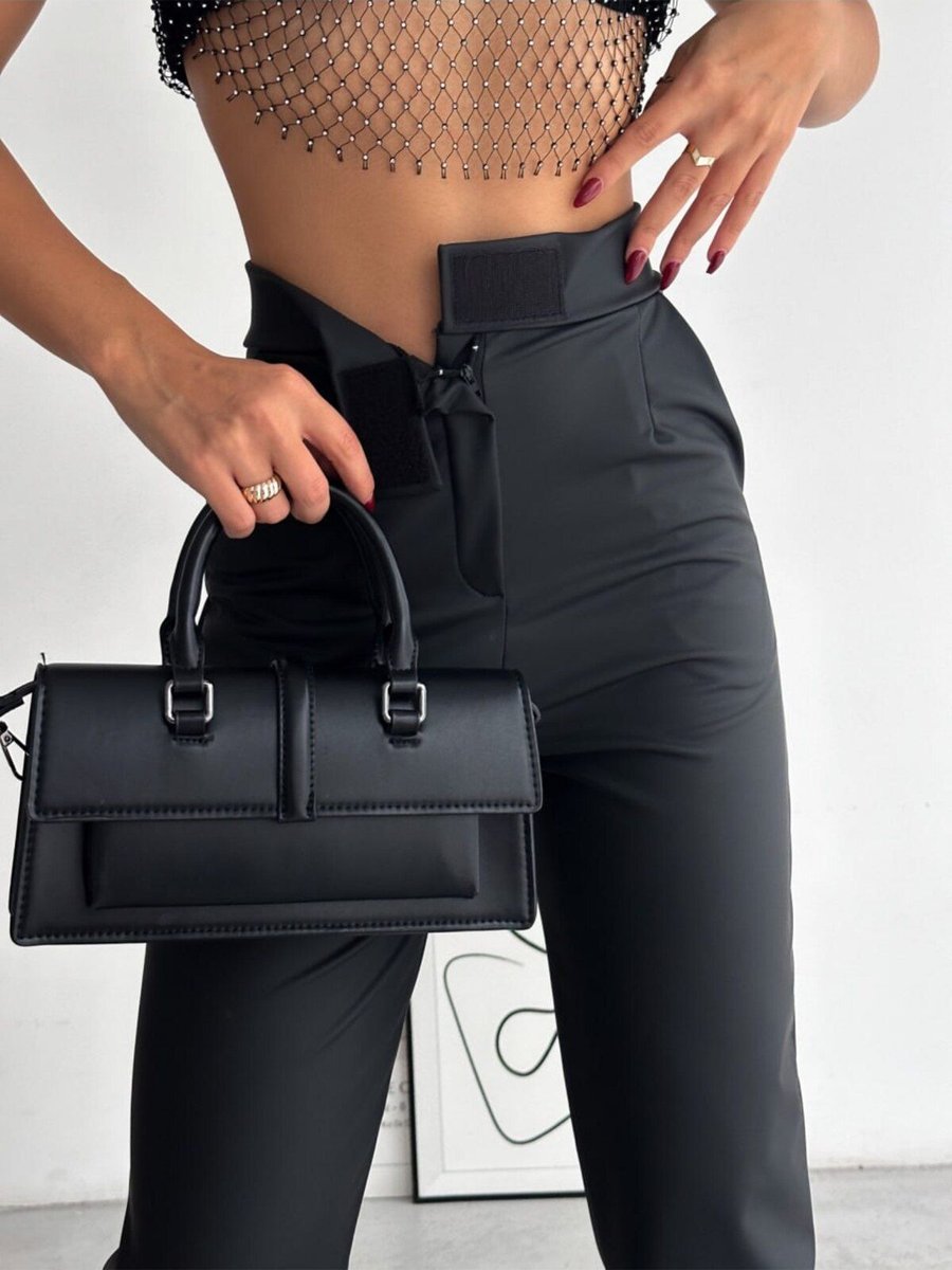 Winmoda Cırtlı Mat Deri Palazzo Pantolon / Wıde Leg Leather Trousers