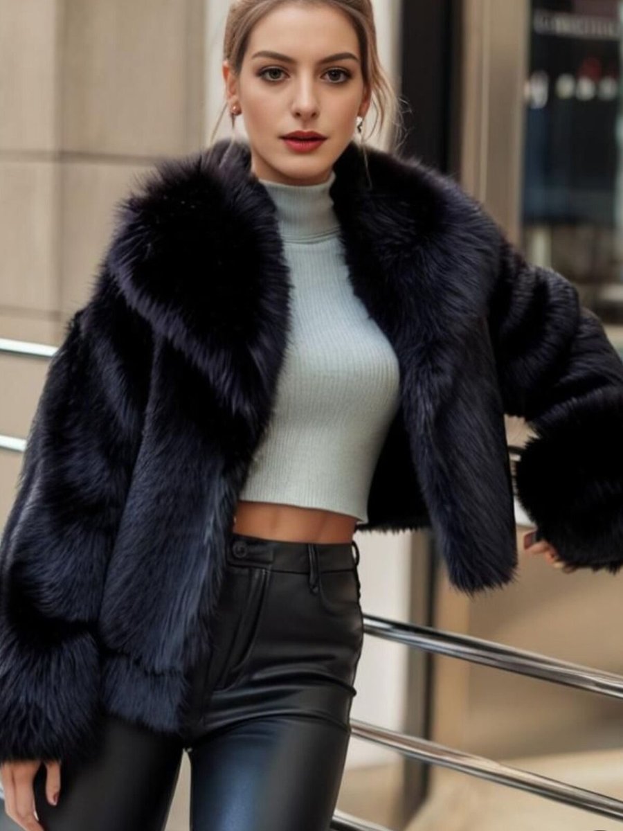 Ada Style Siyah Yumşak Premium Kürk Mont