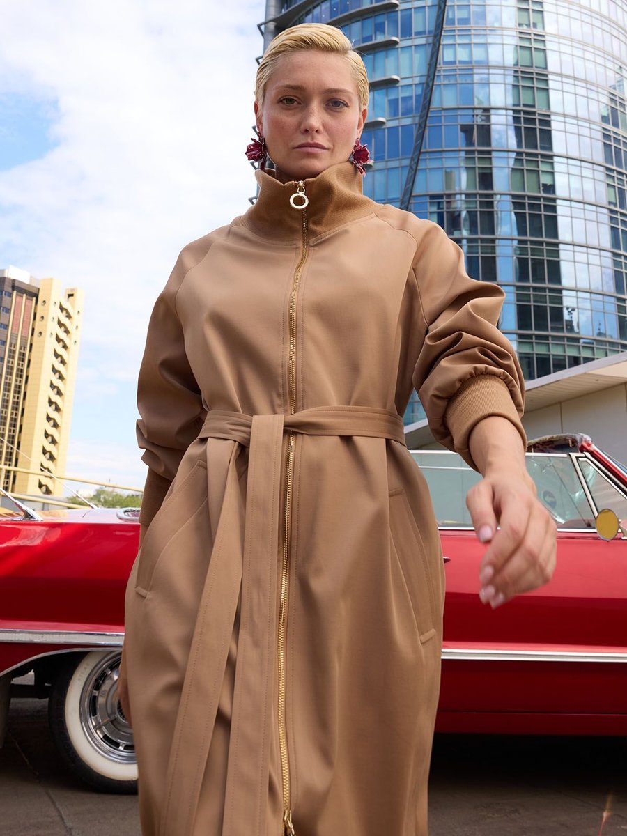 Missemramiss Fermuarlı Comfort Trençkot Camel