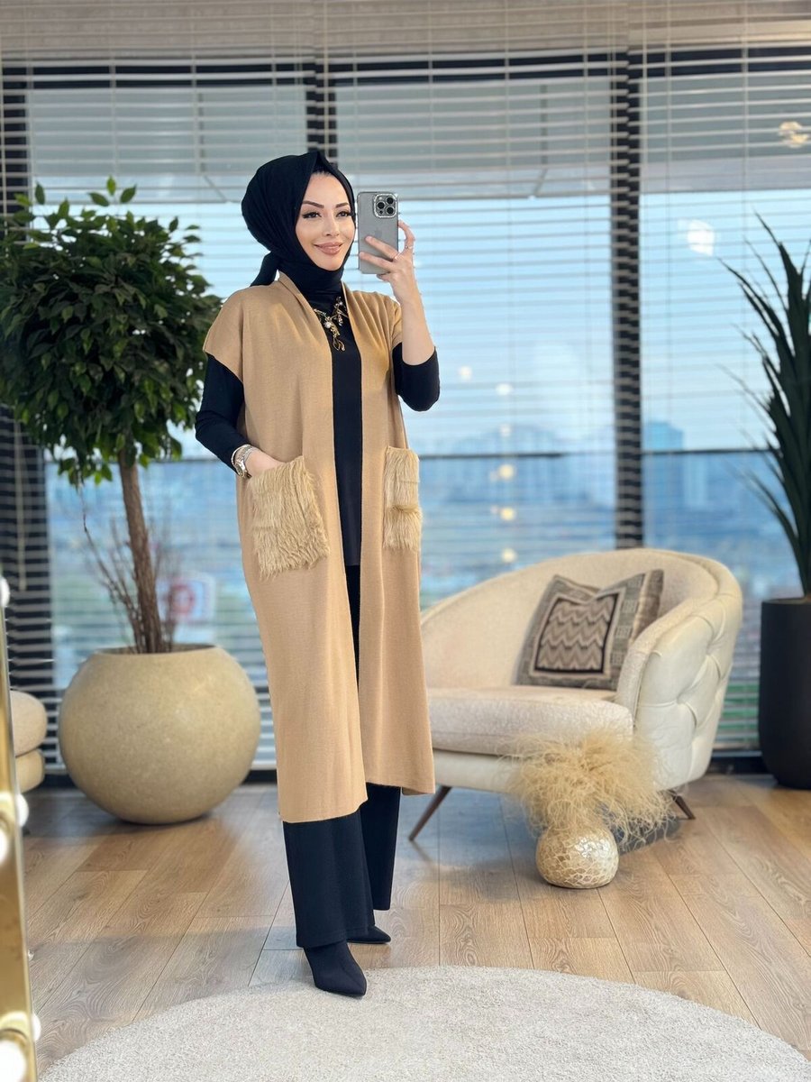 Alanurmoda Cebi Kürklü Triko Yelek