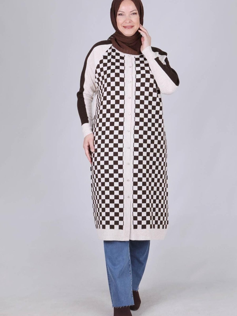Ottoman Wear Büyük Beden Triko Kap Krem