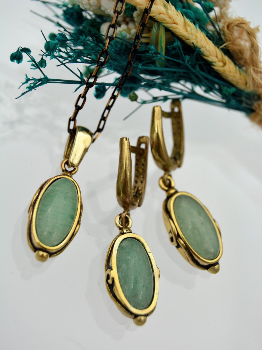 Stoneage Çok Renkli Aventurin Taşlı Tam Set