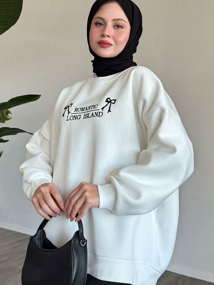 Instyle Fiyonk Yazı İşleme Ekru Sweat
