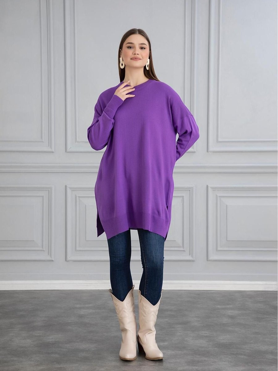 Gülce Moda İnce Merserize Oversize Salaş Triko Tunik