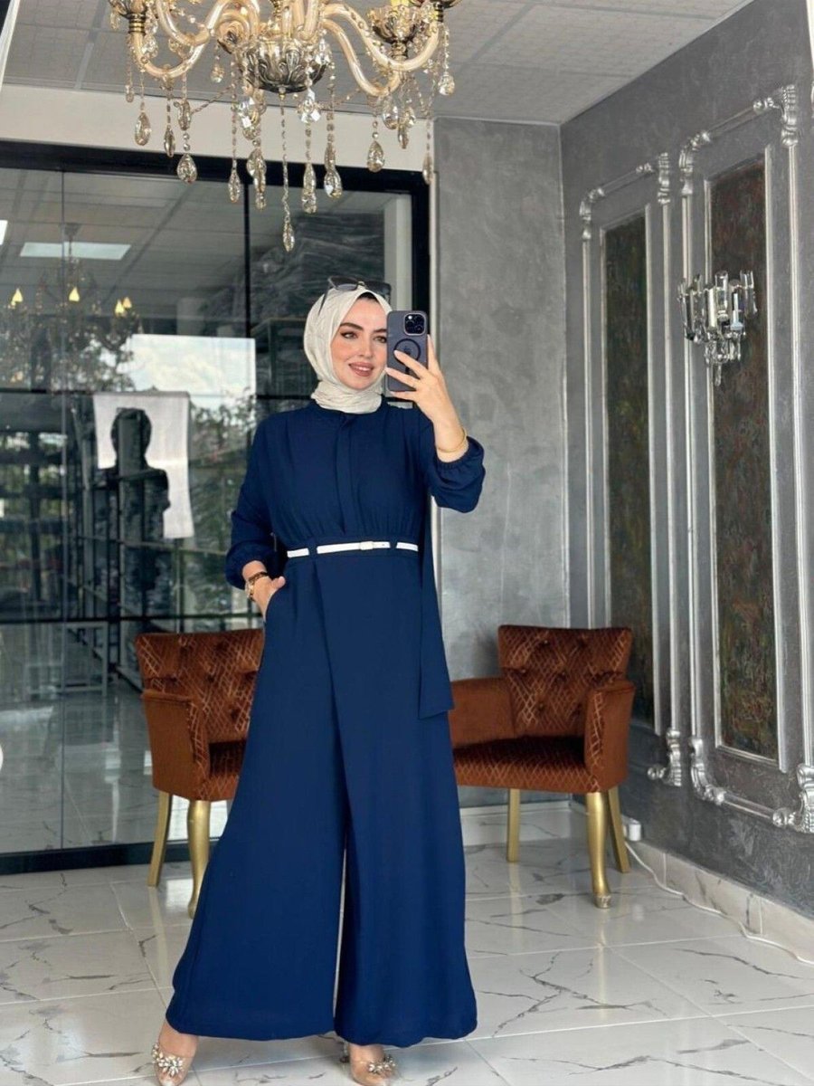 Zümra Tesettür Moda Tasarım Tulum Lacivert Beden