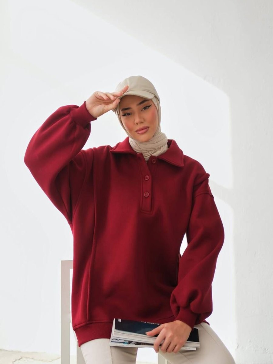 Hena Store Büyükbeden Sweatshirt Pamuklu