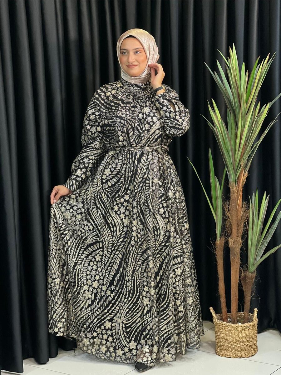 Butik Büyük Beden Lüx Dantel Kloş Elbise