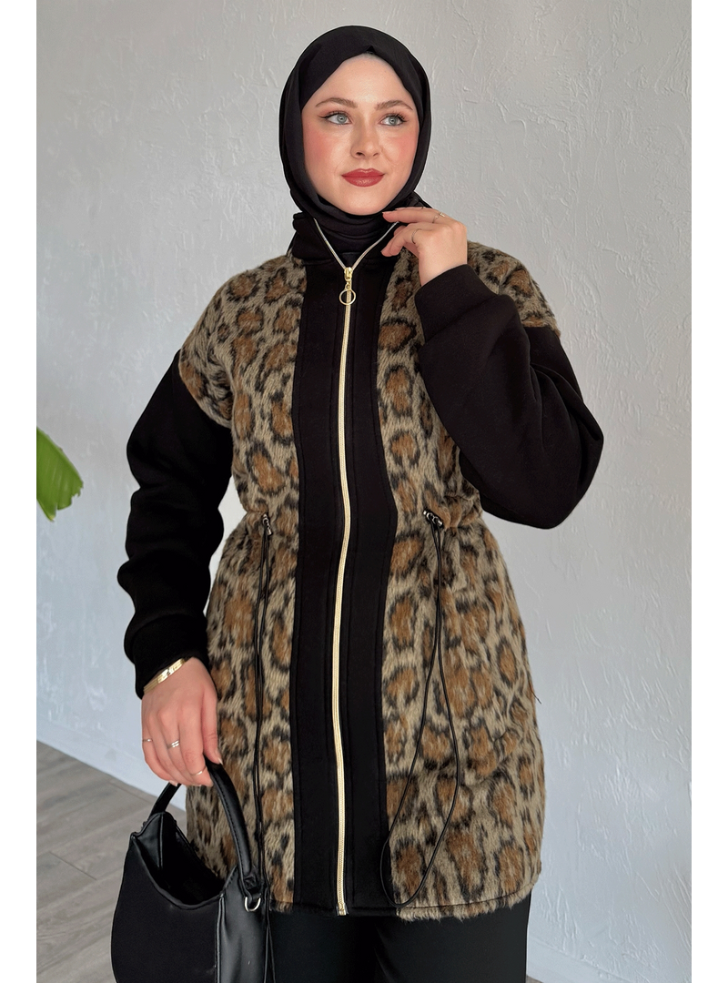 InStyle Garnili Leopar Desen Siyah Kap