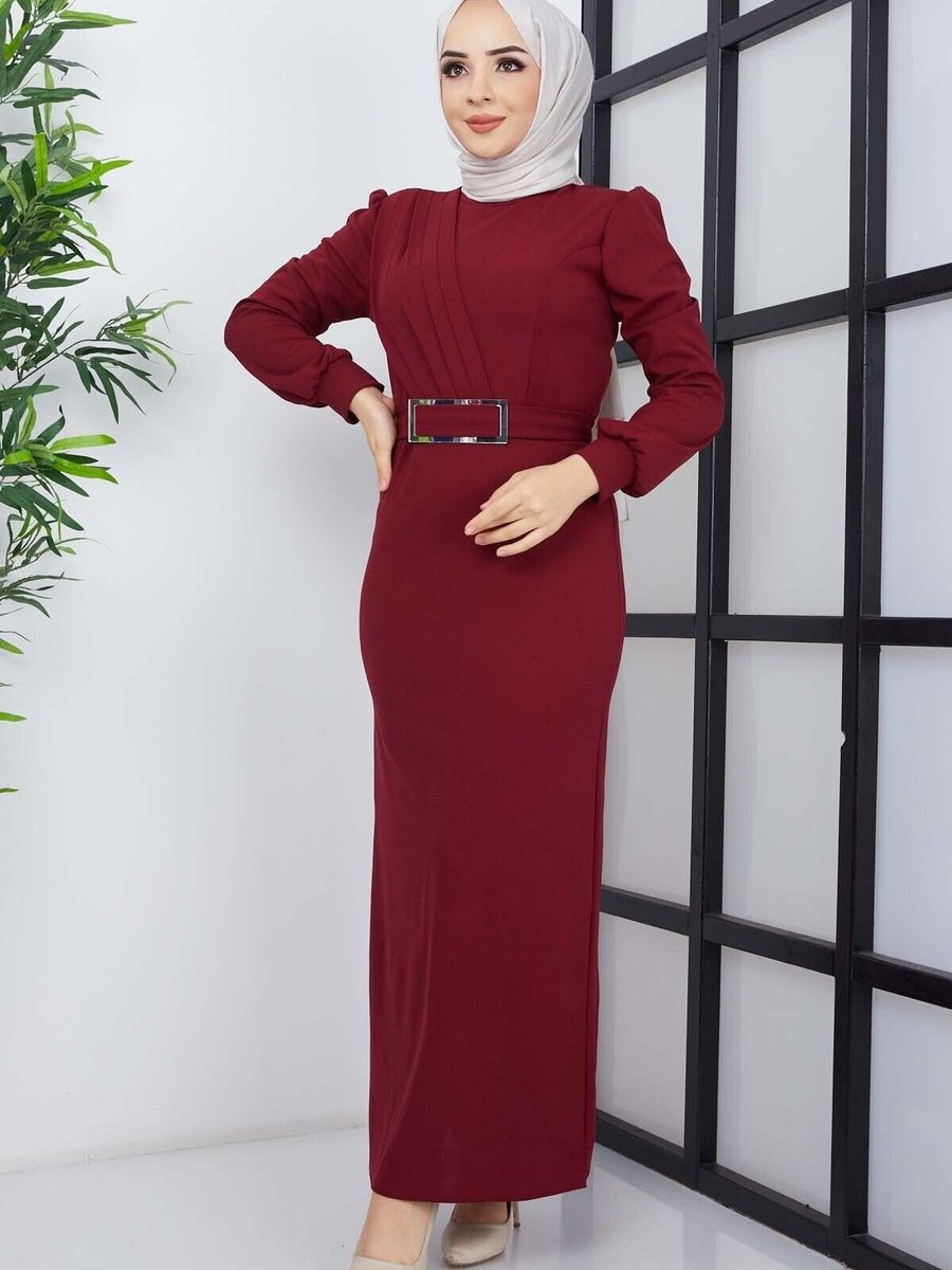 Marwella Bordo Hilal Krep Elbise