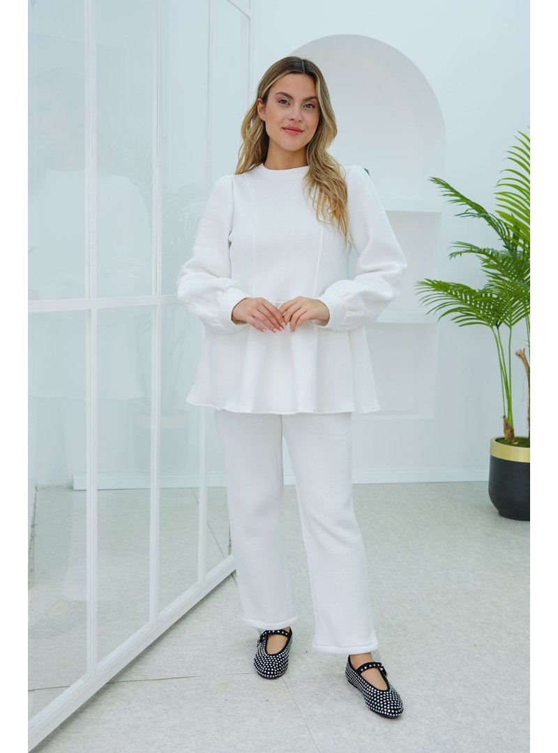 Locco Moda Ekru Kuplu Geniş Form Takım