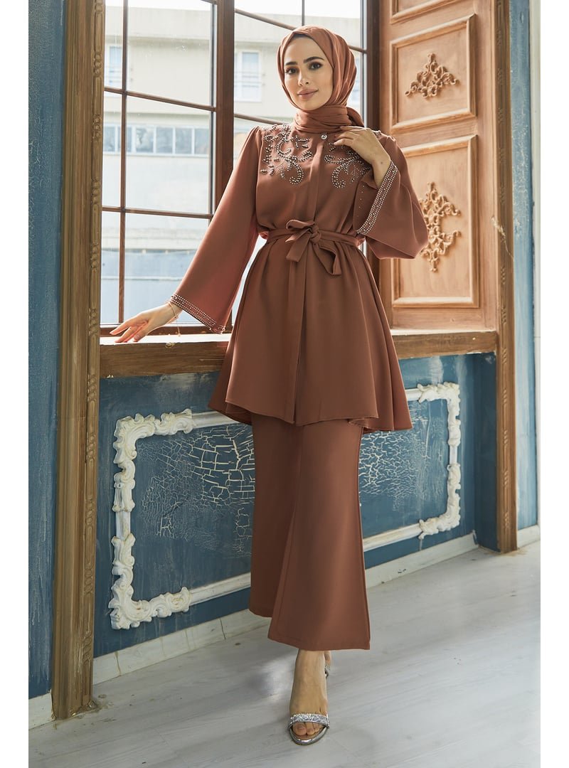 Modanisa Camel Mona Tunik Pantolon Takım
