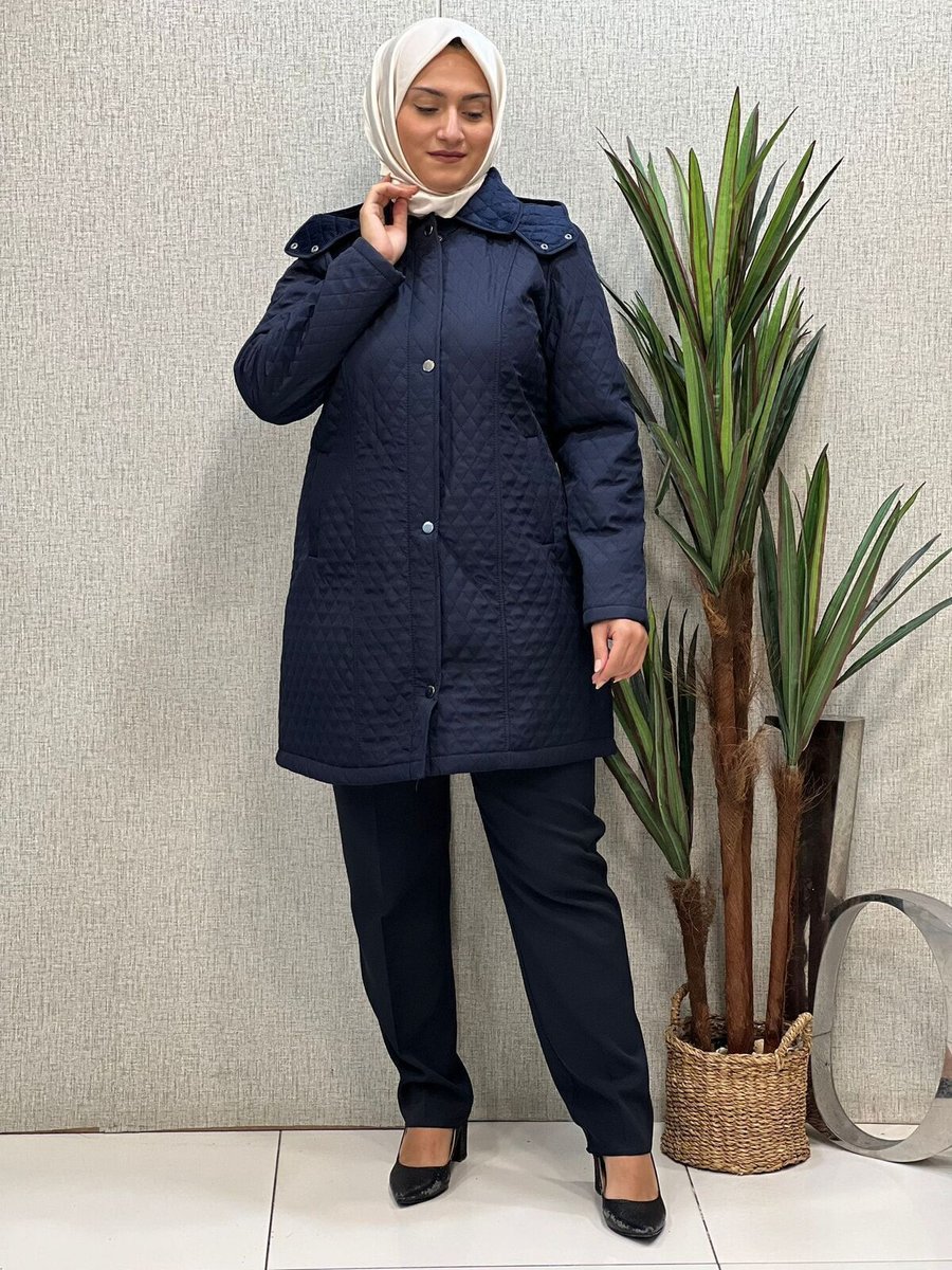 Butik Büyük Beden Kapitone Kürklü Mont