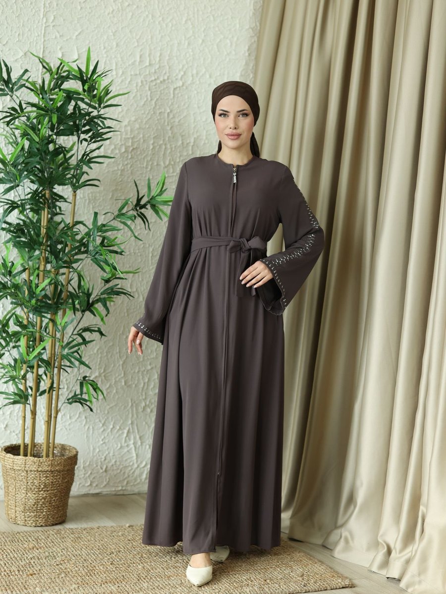 H Hijab Center Rabia Kumaş Kolları Taşlı Mevlana Kesim Ferace