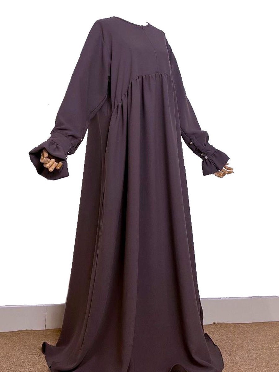 Hasna Tesettür Jennaria Ferace Abaya Koyu Mürdüm Tek Parça Suflesiz