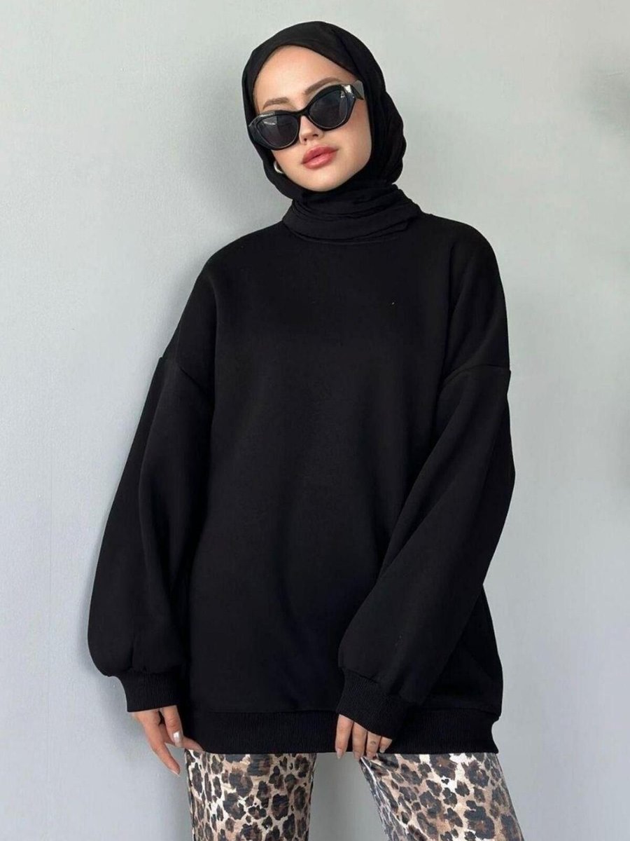 Full Tolerance Oversize Bisiklet Yaka Sweatshirt