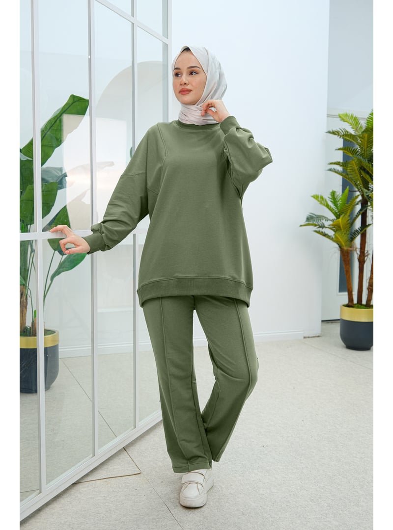 Locco Moda Yeşil Asimetrik Dikiş Detaylı İkili Takım