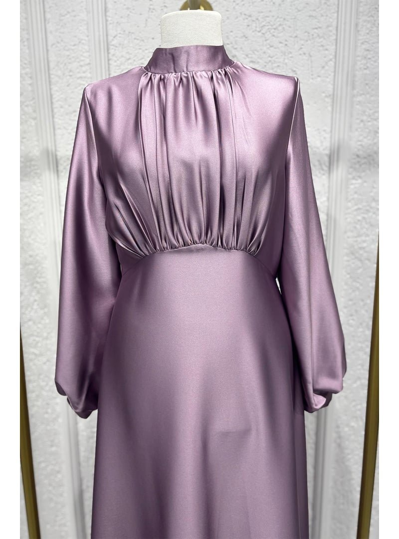 Hakimoda Lila Gülnun Saten Abiye Elbise