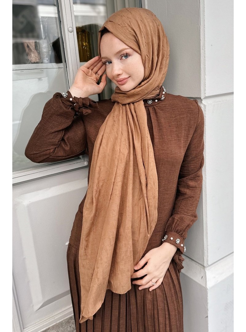 GİZCE Bambu Kraş Camel Şal