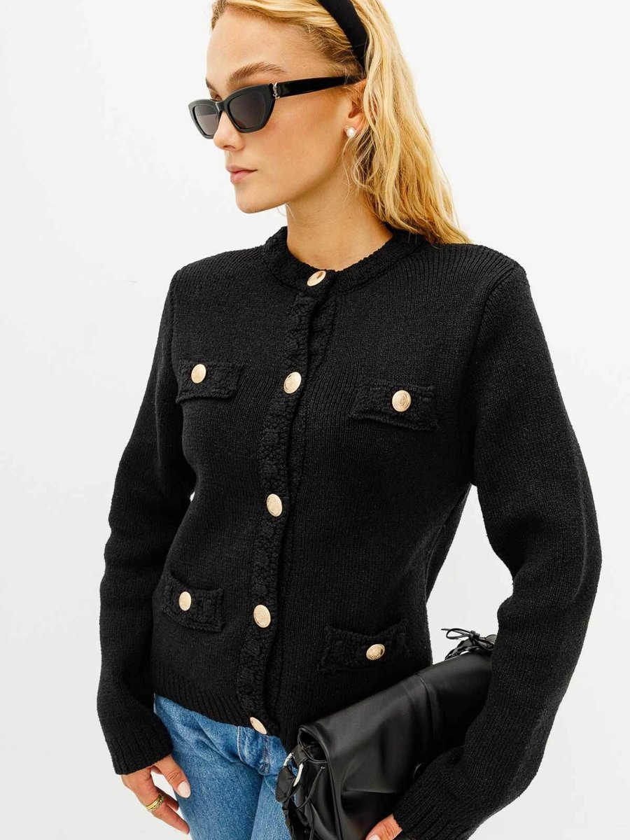 Hooopstore Buklet Dokulu Siyah Hırka