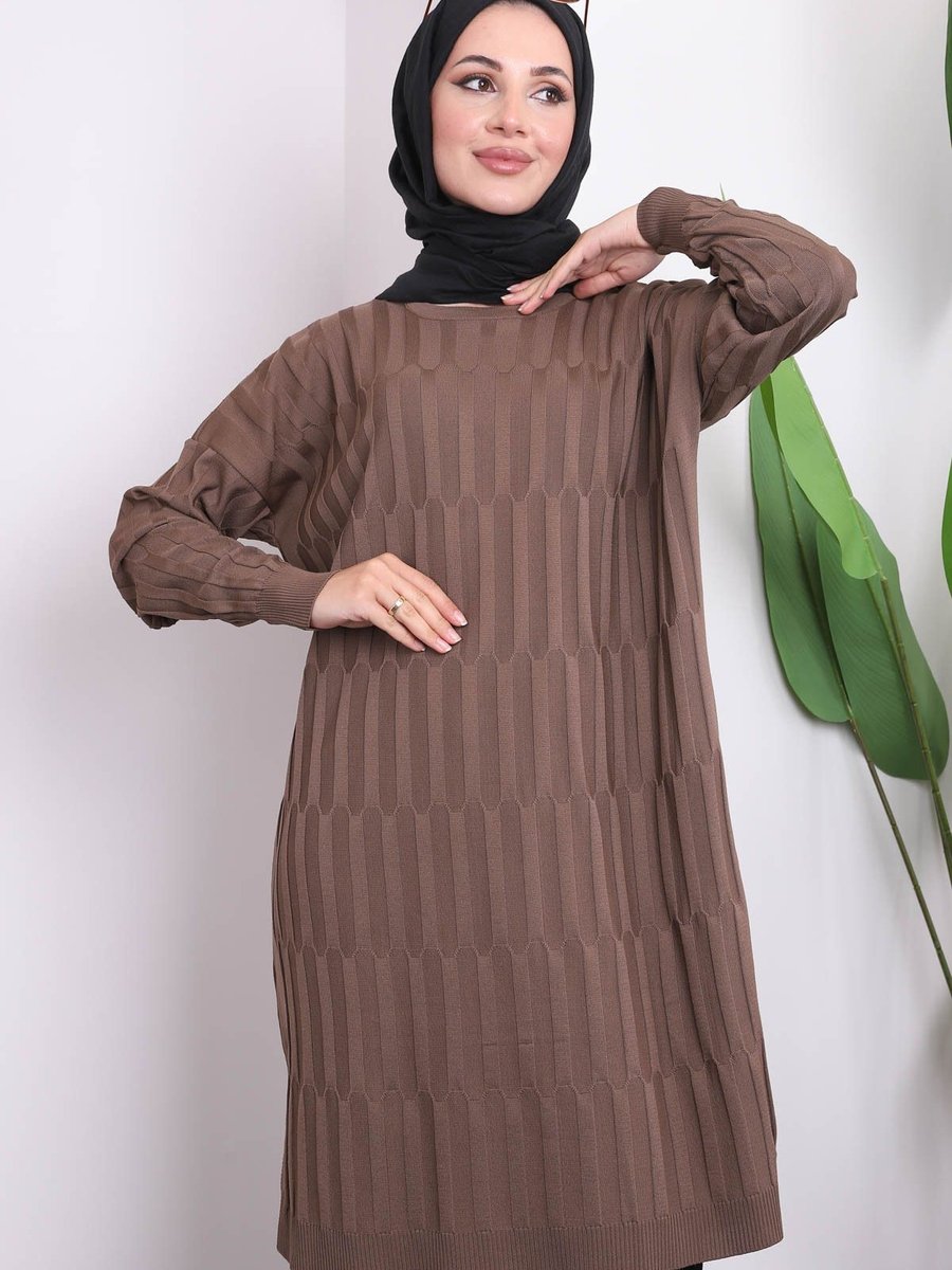 İmajbutik Koyuv Vizon Soğuk İplik Merserize Triko Tunik