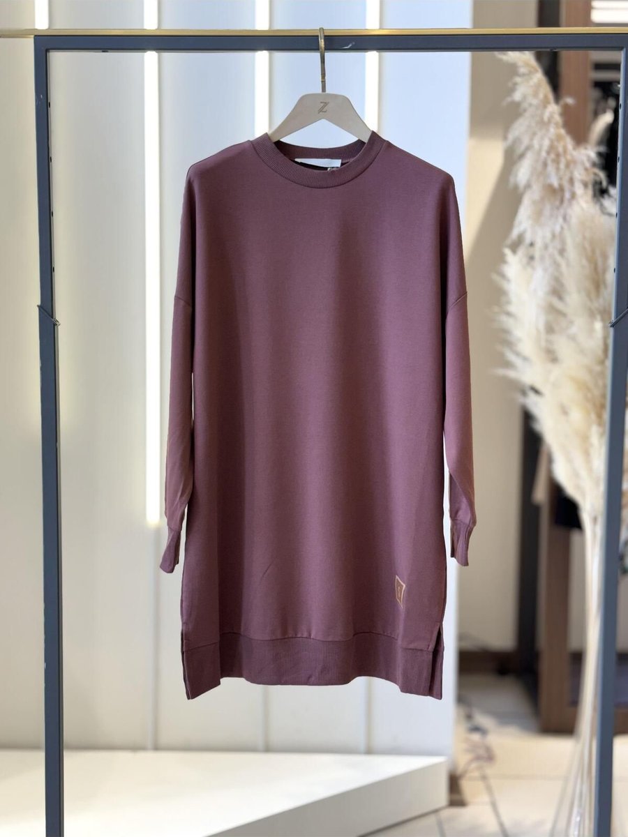 Puane Düz Model Kahve Sweatshirt