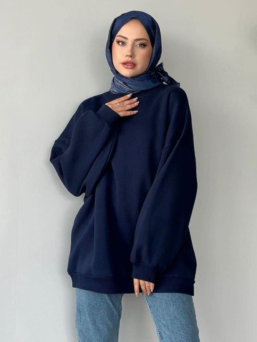 Full Tolerance Oversize Bisiklet Yaka Sweatshirt