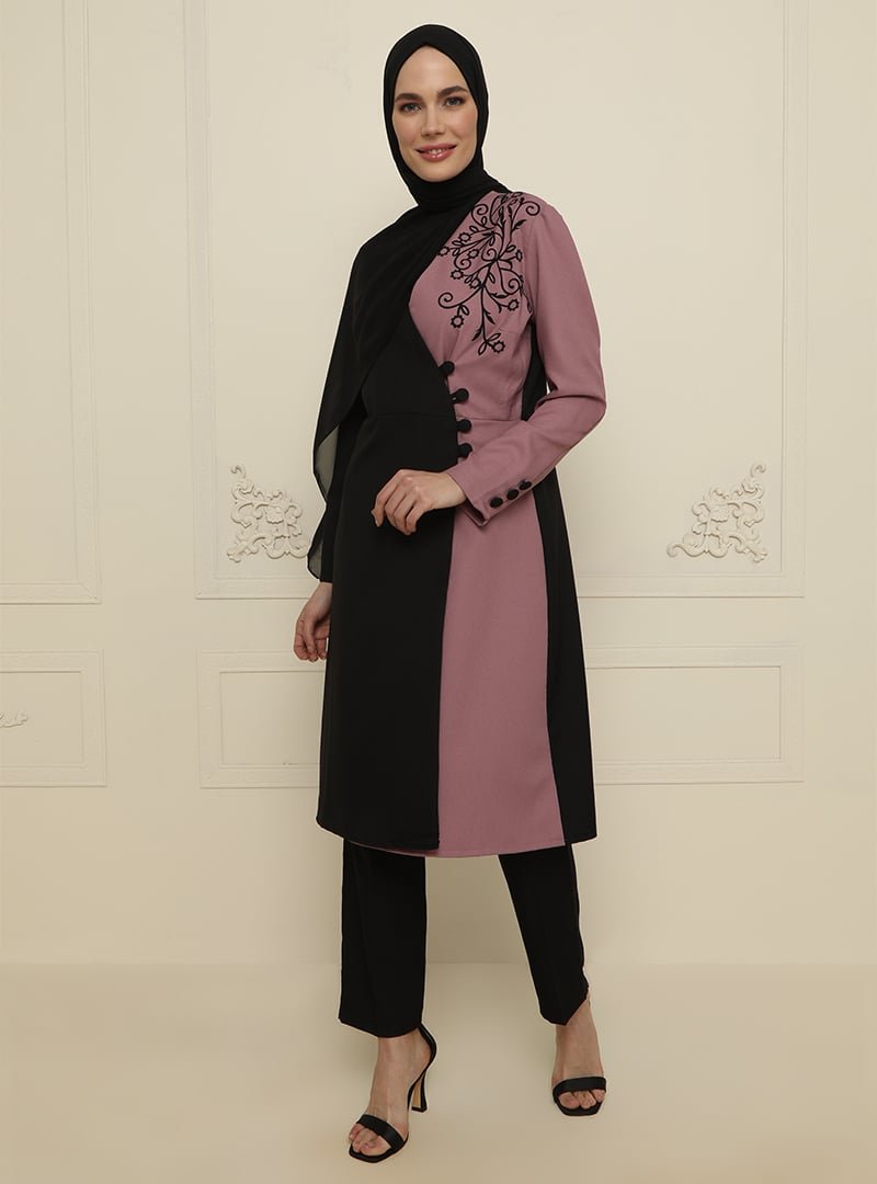 Modanisa Gül Kurusu Ayşe Melek Tasarım Tunik & Pantolon İkili Abiye Takım