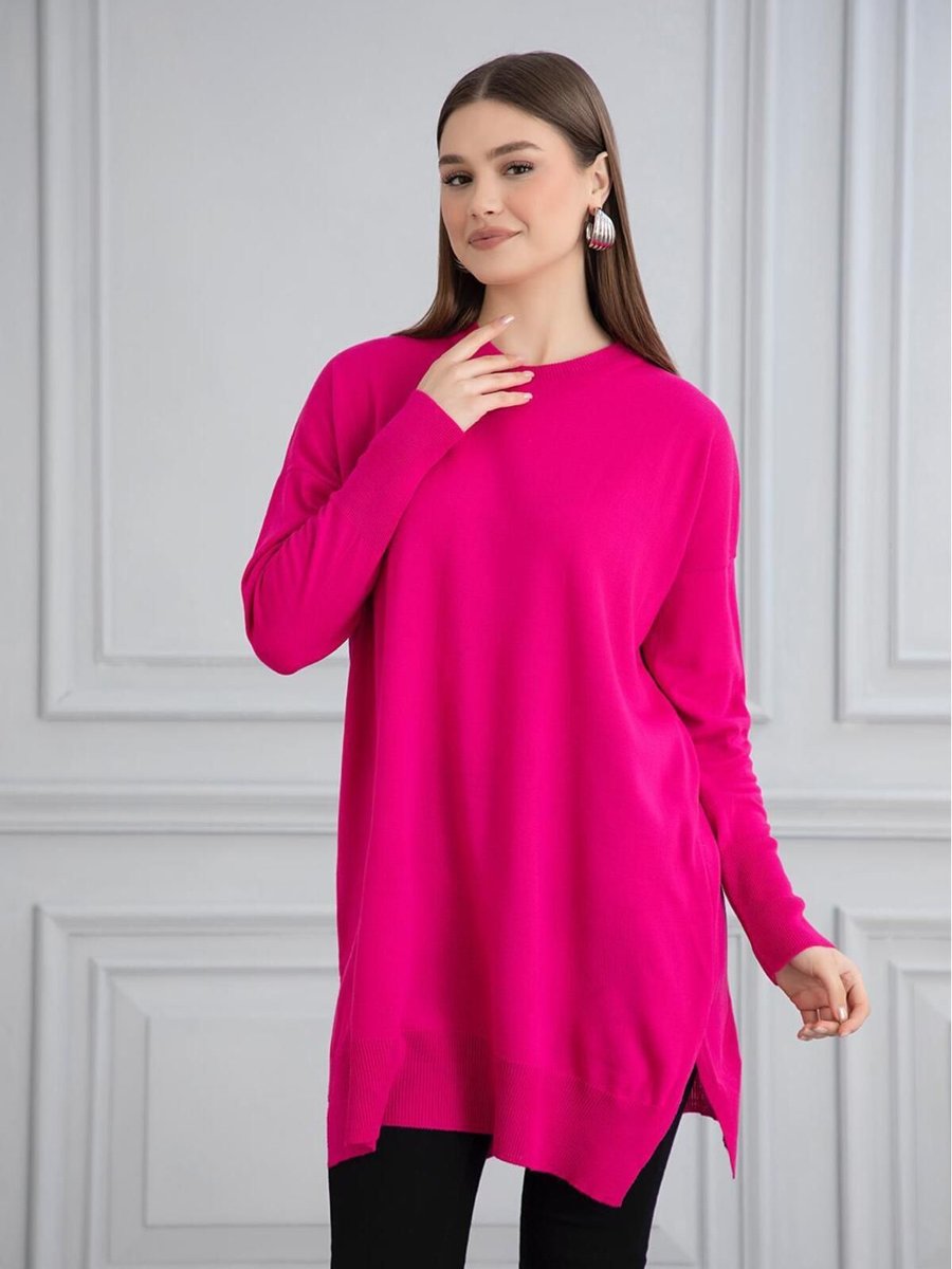 Gülce Moda İnce Merserize Oversize Salaş Triko Tunik
