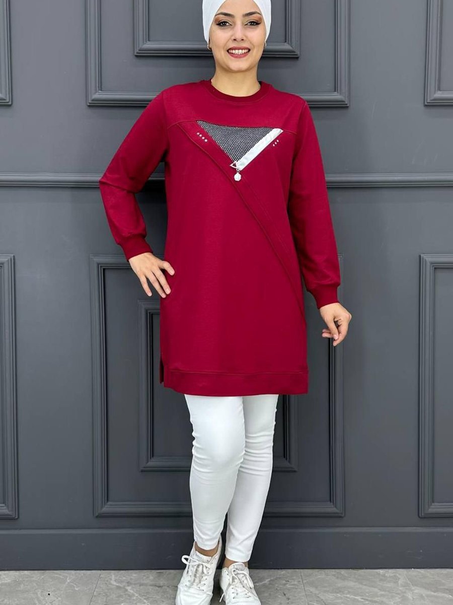Payas Taş Ve Aksesuar Detaylı Tunik Bordo