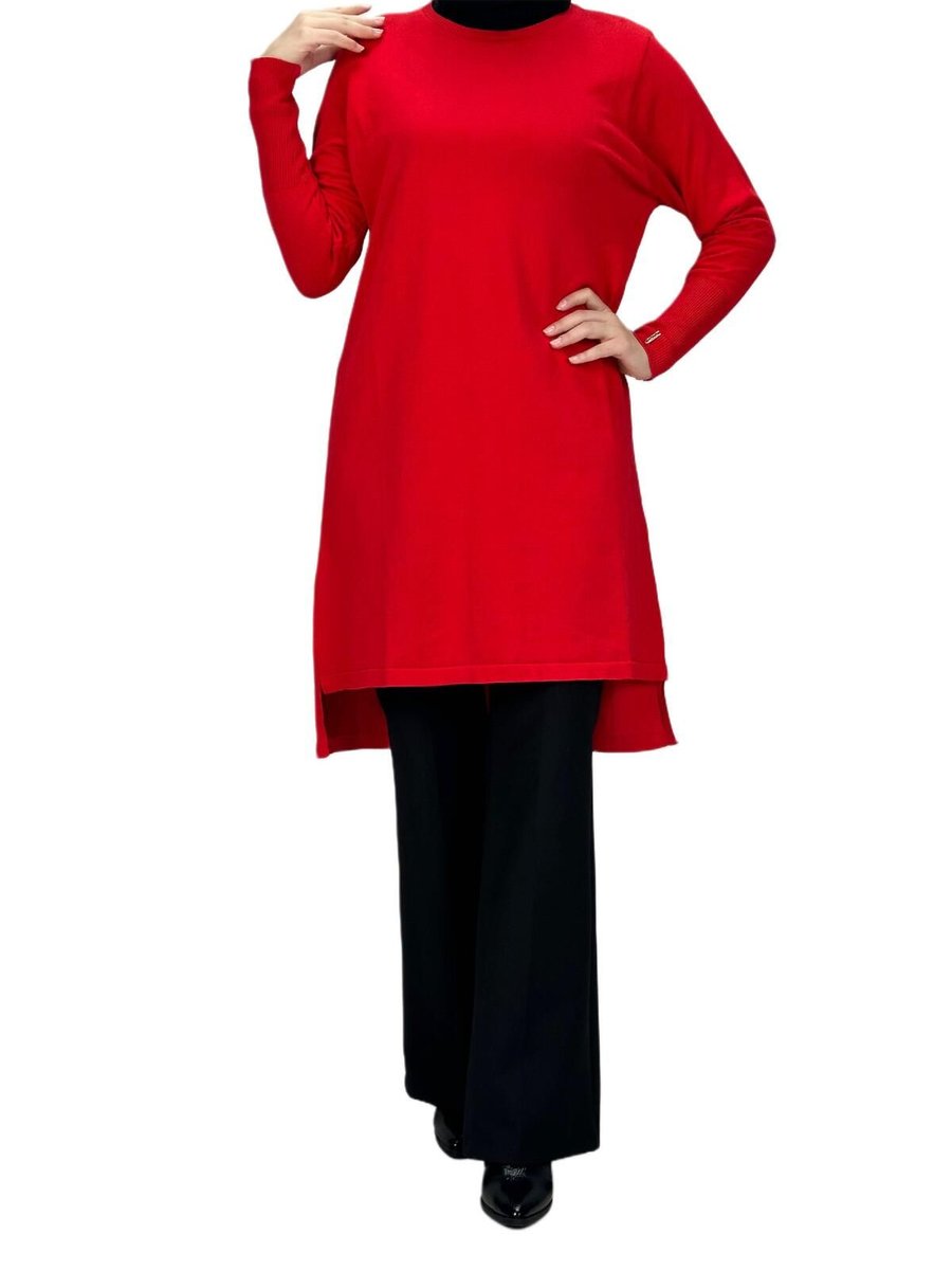 Ottoman Wear Merserize Triko Tunik Kırmızı