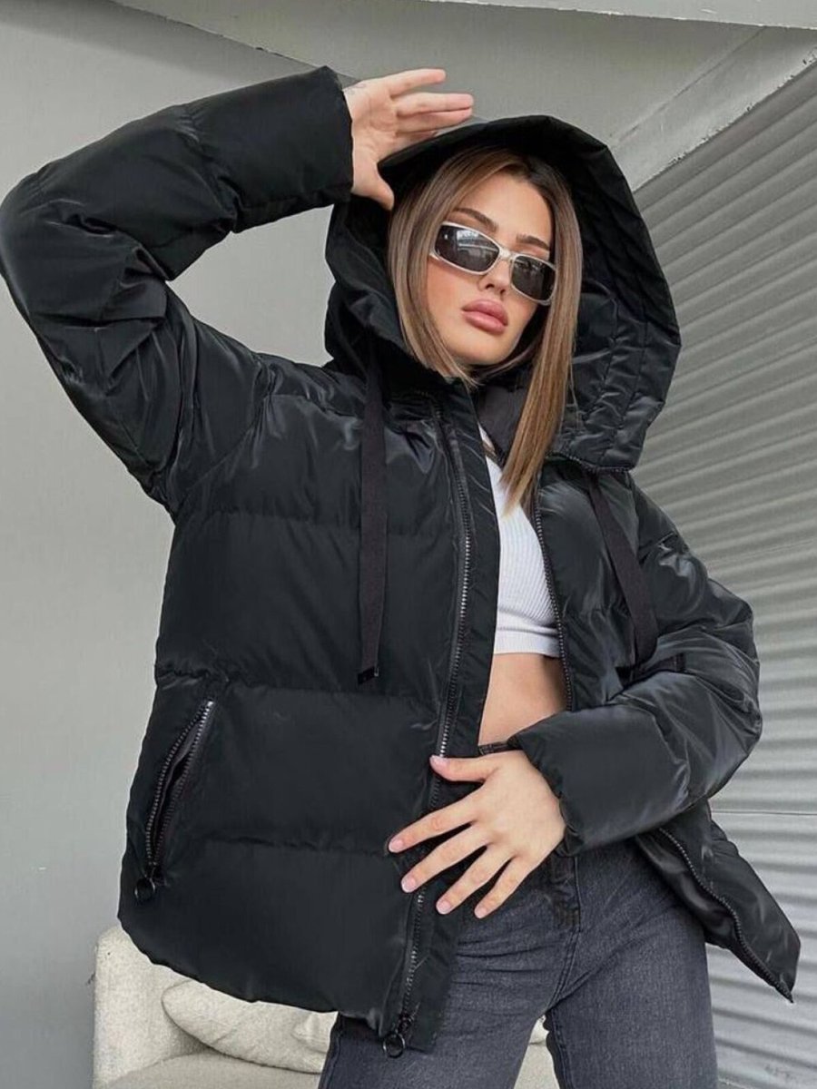 VOLT CLOTHİNG Siyah Koyu Süet Dolumlu Şişme Mont
