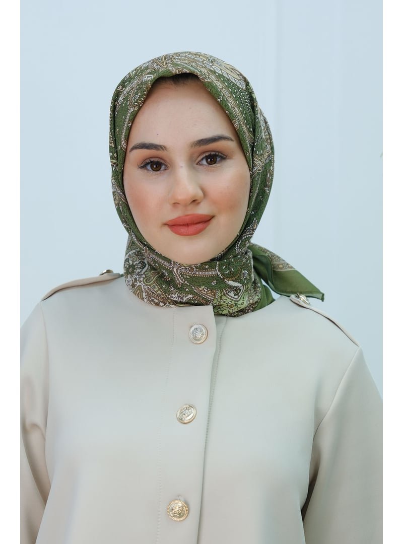 Locco Moda Etnik Desen Soft Eşarp Çimen Yeşil