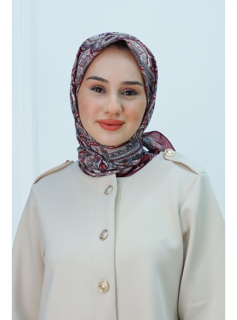 Locco Moda Bordo Etnik Desen Soft Eşarp