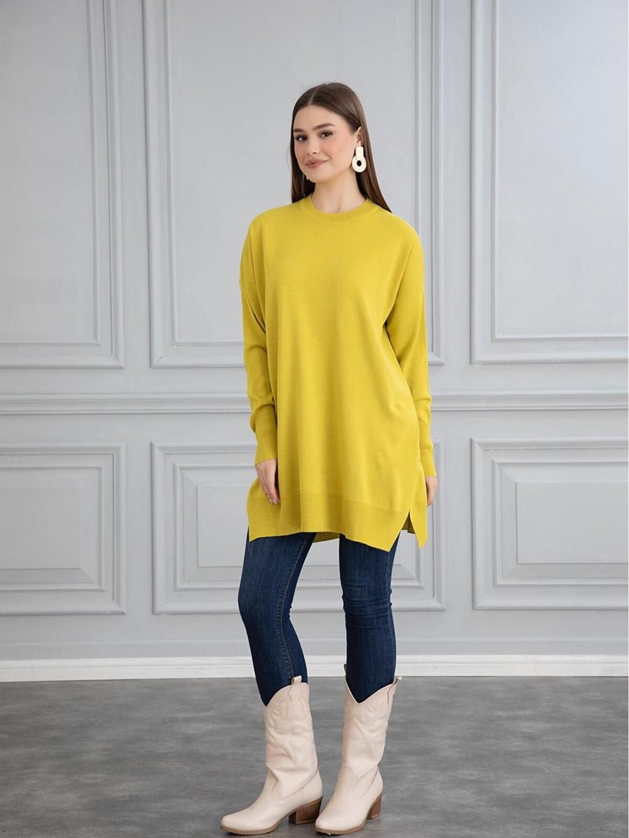 Gülce Moda İnce Merserize Oversize Salaş Triko Tunik